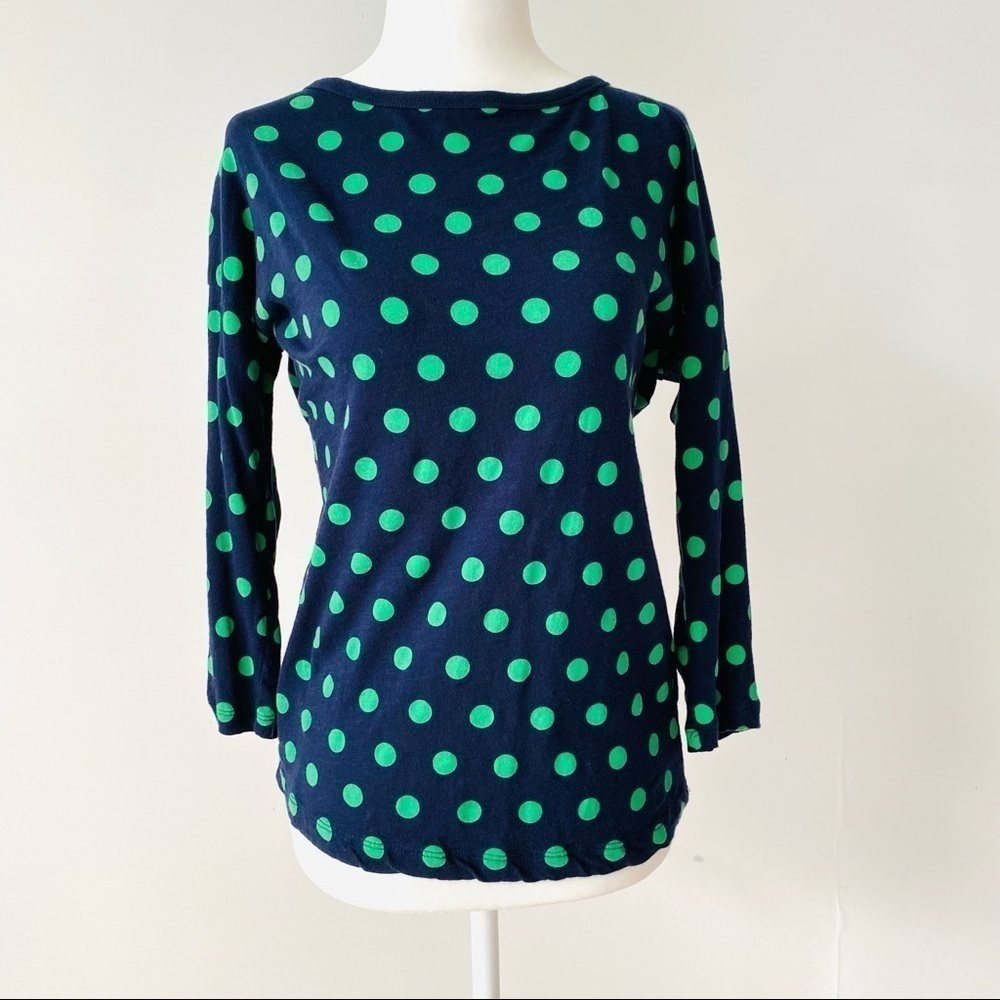 𝅺TOMMY Hilfiger Women's Blue Green Polka Dot Shirt